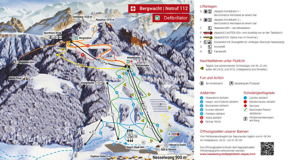 Pistenplan der Alpspitzbahn im Allgäu