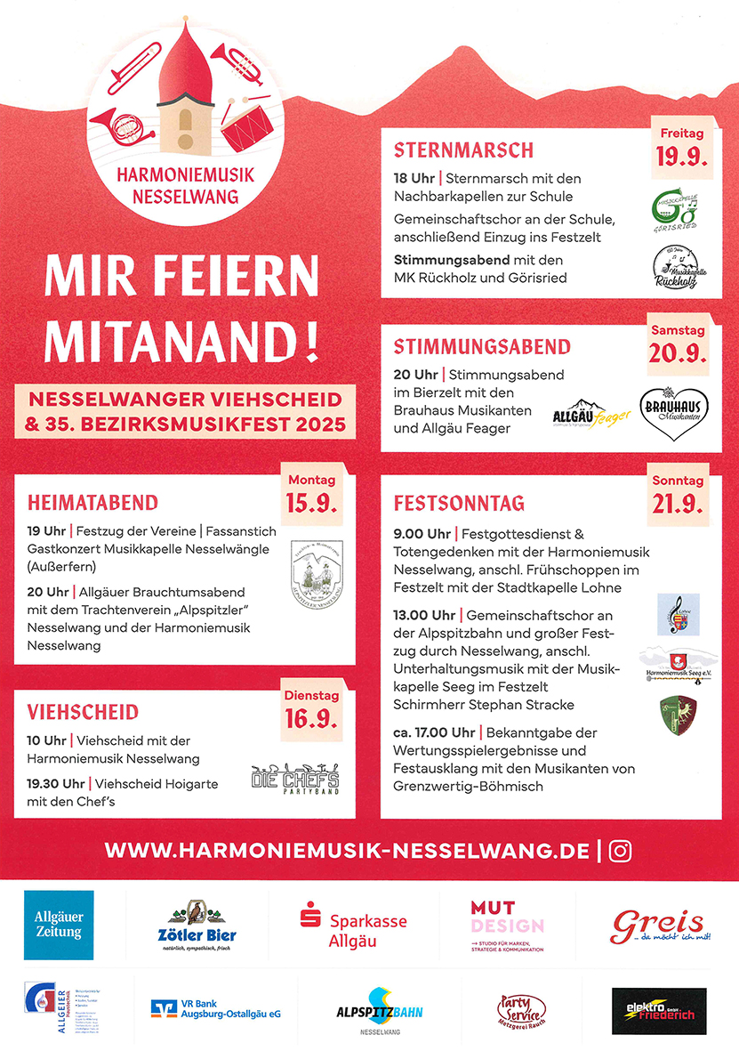 Nesselwanger Viehscheid & 35. Bezirksmusikfest 2025